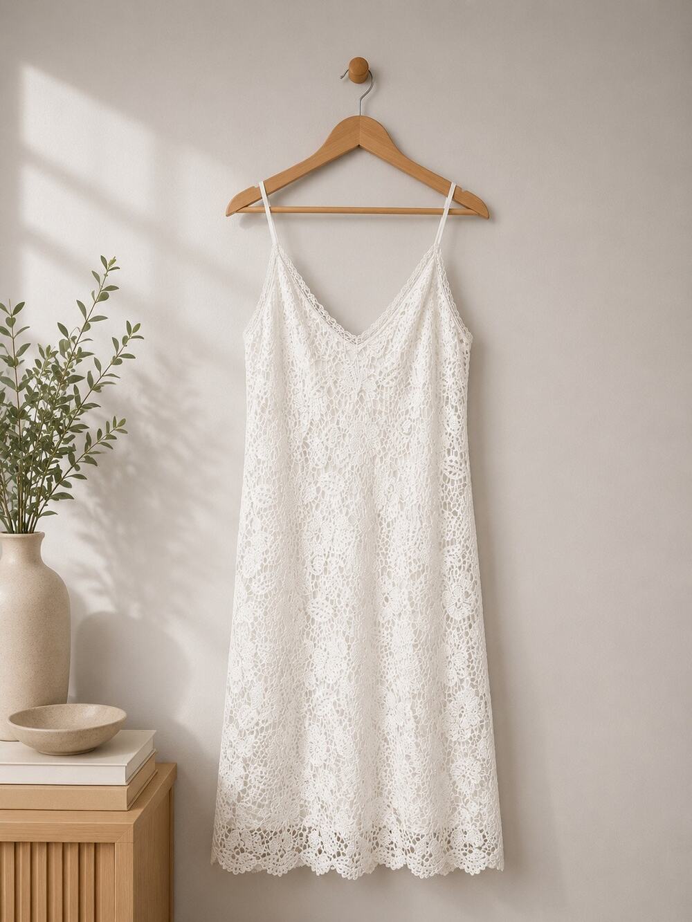 Rag & Bone Aleah Crochet V-neck Mini Dress in Ivory